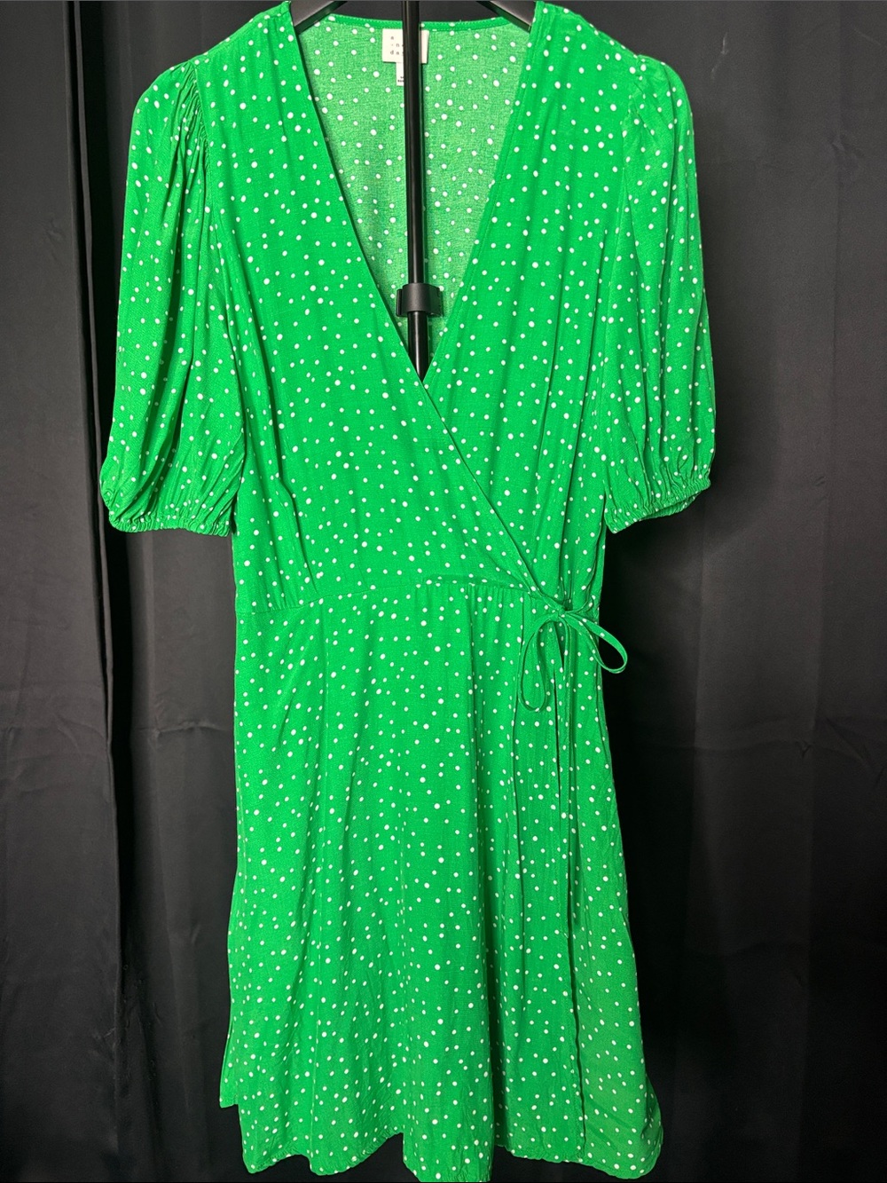 a new day Green Polka Dot Wrap Mini Dress